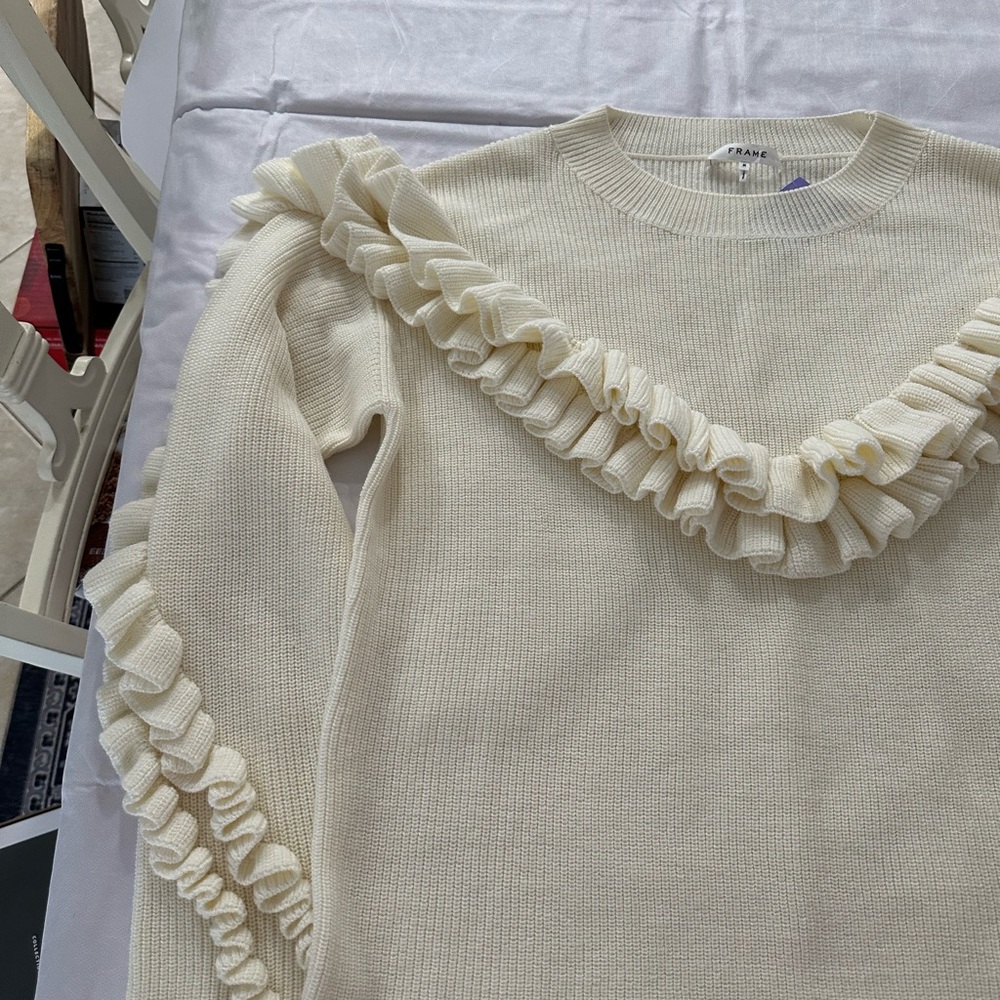 Cream Ruffle Sweater - Picture 2 of 7